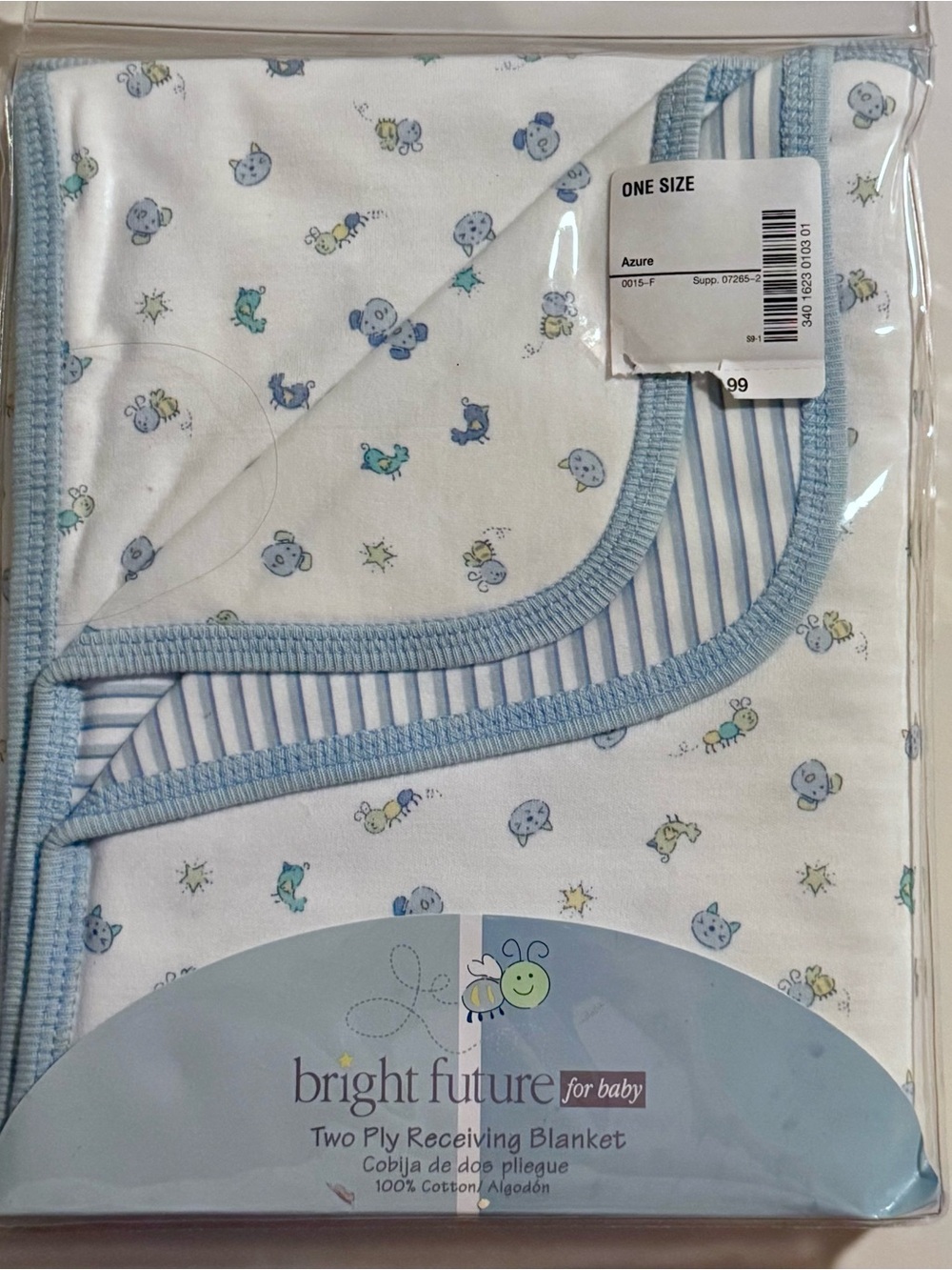 Bright Future Blue Two-Ply Baby Receiving Blanket - One Size, NWT